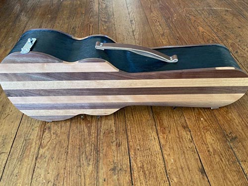 wooden ukelele case with leather straps