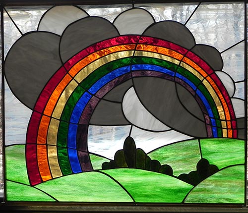 rainbow stained glass panel