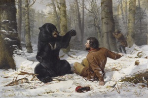 Arthur Fitzwilliam Tait (1819-1905); The Life of a Hunter: A Tight Fix; 1856; Oil on canvas.
