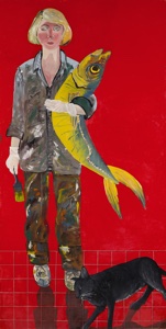 oan Brown, 1938 - 1990 Self-Portrait with Fish and Cat